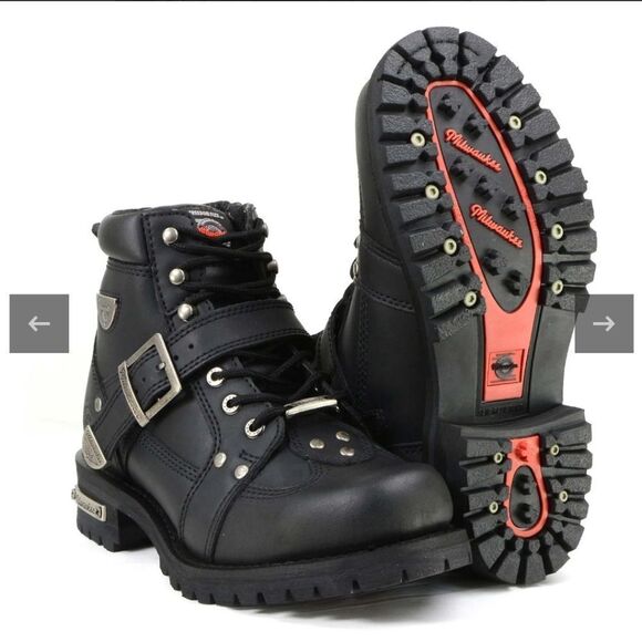 MILWAUKEE MOTORCYCLE CLOTHING COMPANY MB433 MEN'S BLACK ROAD CAPTAIN BOOT - Picture 4 of 16